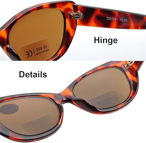 Miniatura 5 de DEDING Lentes de sol bifocales de lectura de ojo de gato para mujer, lentes grises y marrones, protección UV400, para exteriores