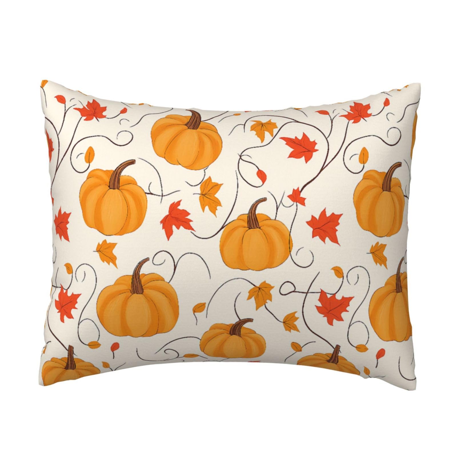 Pumpkin and Maple Leaf Pillowcase Soft Plush with Zipper Decorative Pillowcovers 16x20 in