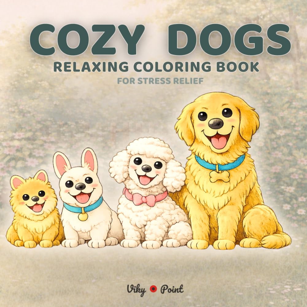 Cozy Dogs Coloring Book: Relaxing Everyday Dog Scenes for Teens & Adults
