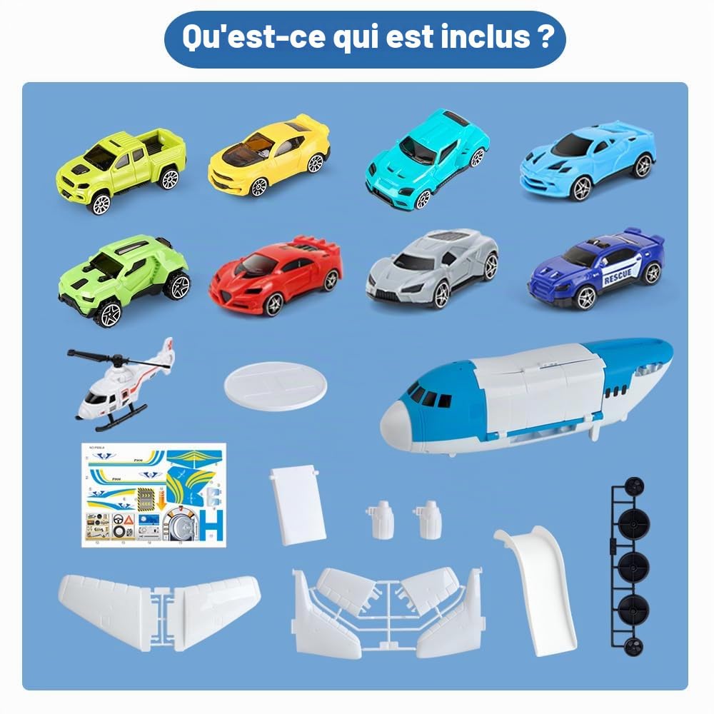 kramow Jouet Enfant 3 Ans Garçons, Voiture Enfant 3 Ans, Avion Jouet, Véhicules pour Enfants Garçon Fille, Cadeau de Noël