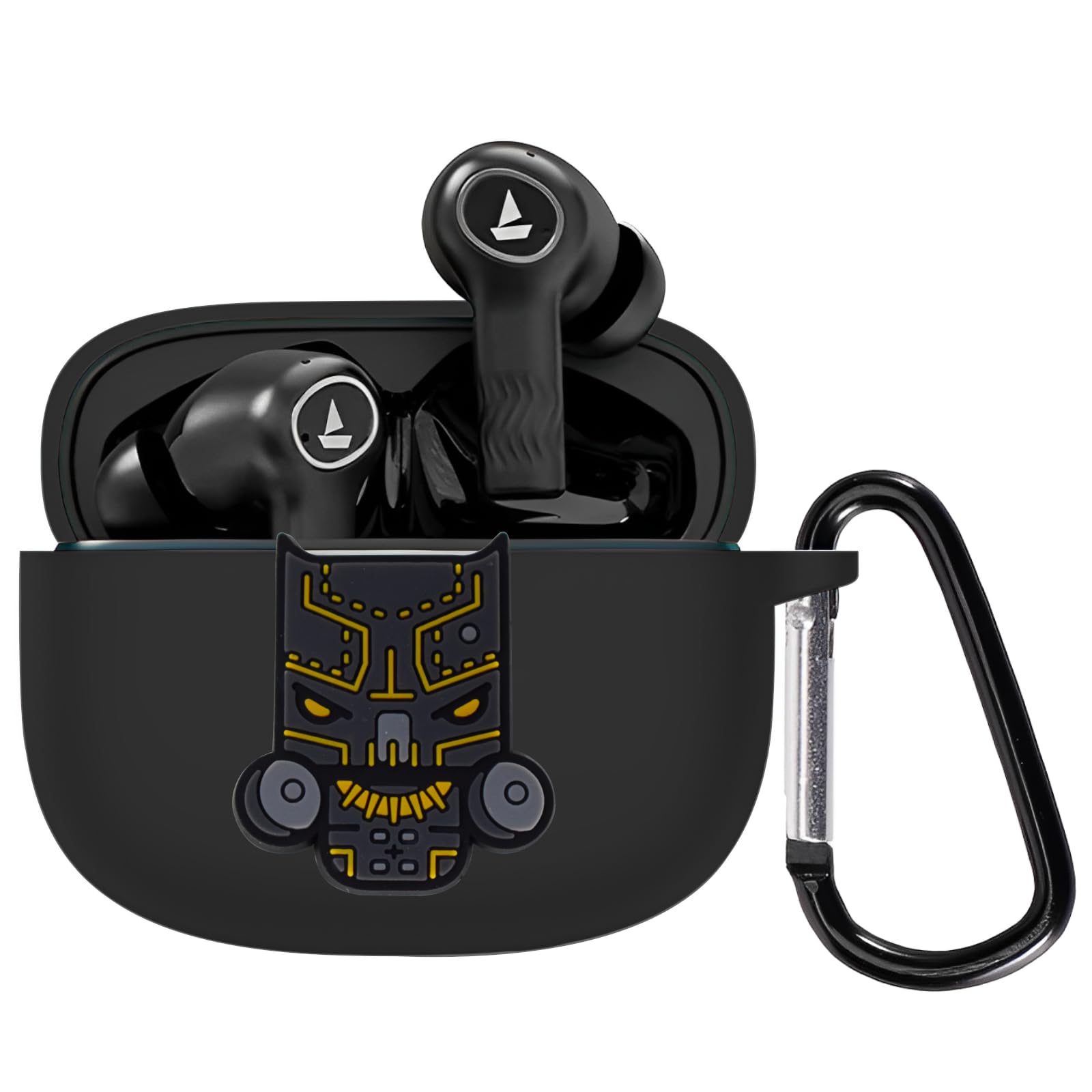 New Silicone Case Compatible with Boat Nirvana ion Protective Soft Silicone 360° Full Protection Dust-Proof Shockproof Case Cover with Hook (Cover Only) (Black-Panther)