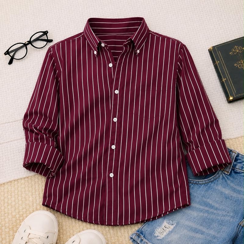Image of Kids Cotton Full Sleeve Shirt Casual Look Comfortable Stylish Outfit for Boys Everyday Use