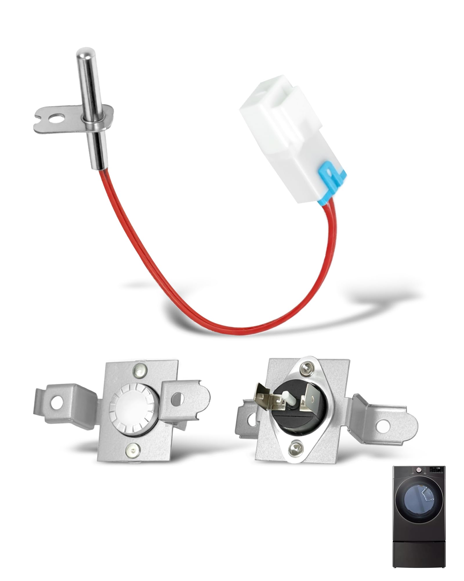 Photo 1 of DLEX4000B DLGX4001W High Limit Thermostat & Thermistor Kit Fit for LG DLE3600V DLE7000W DLE7100W DLE7150W DLE7300VE DLE7300WE DLE7400VE DLE7400WE DLEX4200B DLEX4500B DLEX8900B DLEX8980V DLG1102W