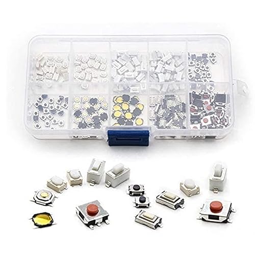 250Pcs 10-Types Tactile Push Button Switch Car Remote Control Keys Button Touch Microswitch JITEMZHOU