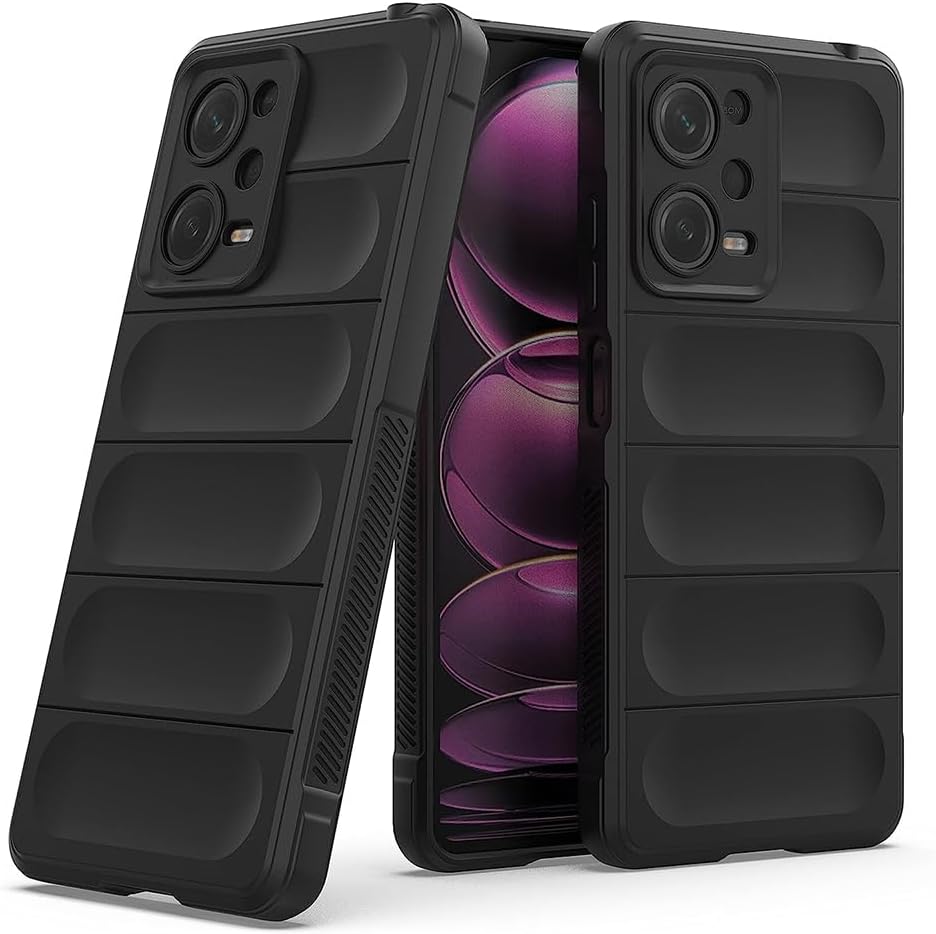 Back Cover for | Full Camera Protection | Liquid Silicon Case | Flexible Bumper Case for Poco X5 Pro 5G / Mi Redmi Note 12 Pro 5G / Pro Plus 5G (Black)