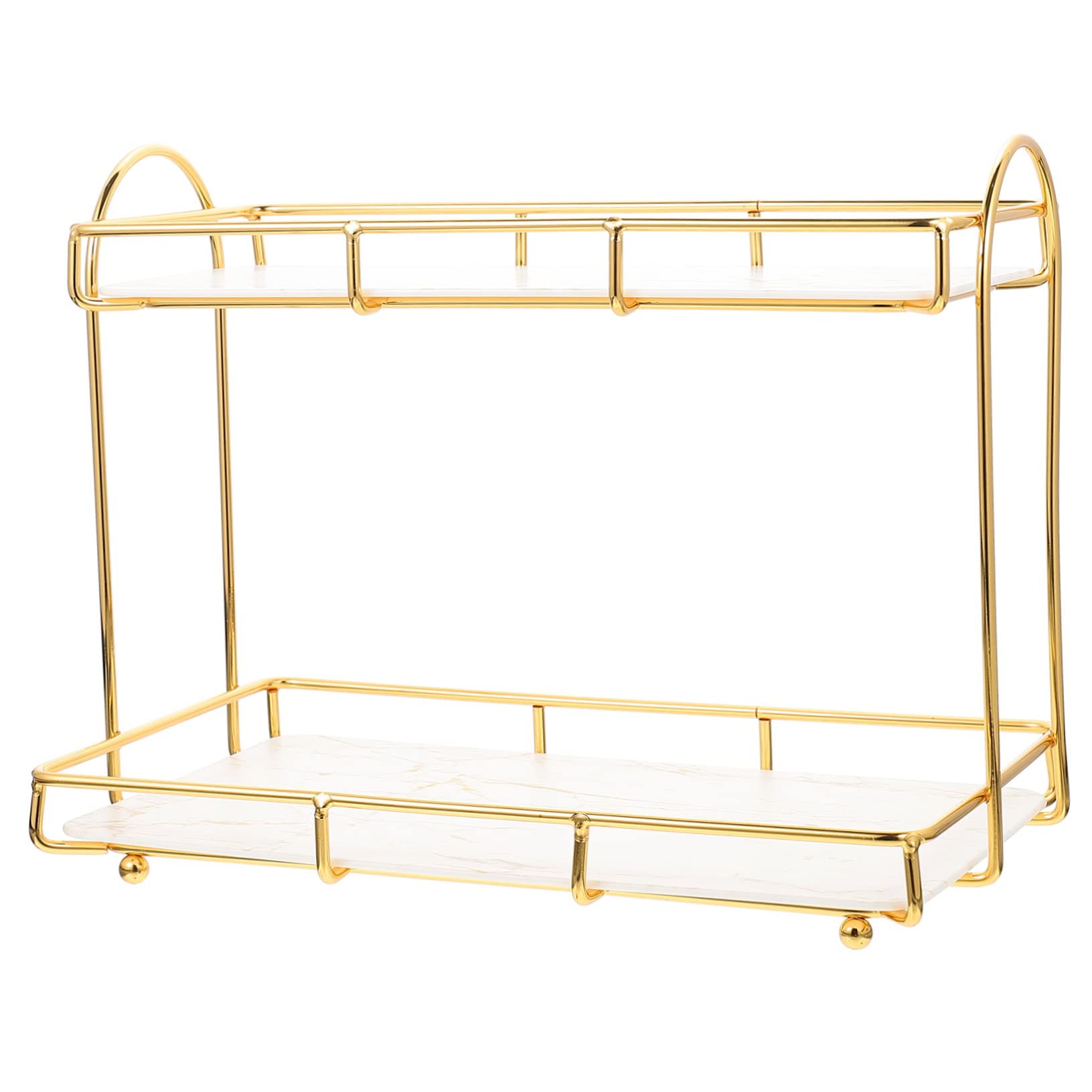 FOMIYES Organizzatore da Bagno Angolare a 2 Livelli in Ferro Bianco, Salvaspazio, Facile da Pulire, per Piano Lavabo e Desktop, Grande Capacità