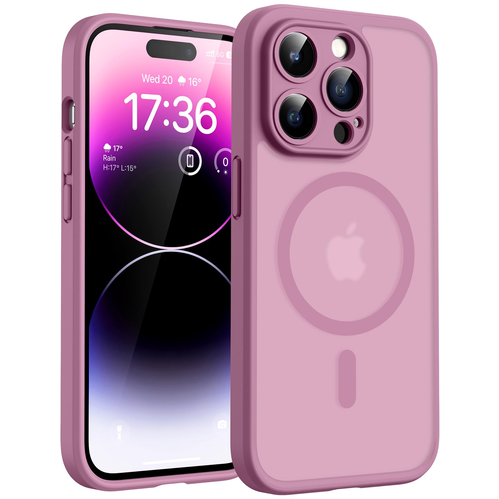 TOCOL Cover Magnetica per iPhone 14 Pro Max 6,7 Pollic, Compatibile con MagSafe, Protezione Fotocamera Integrata, Custodia Antiurto Traslucida Opaca, Lilla Viola