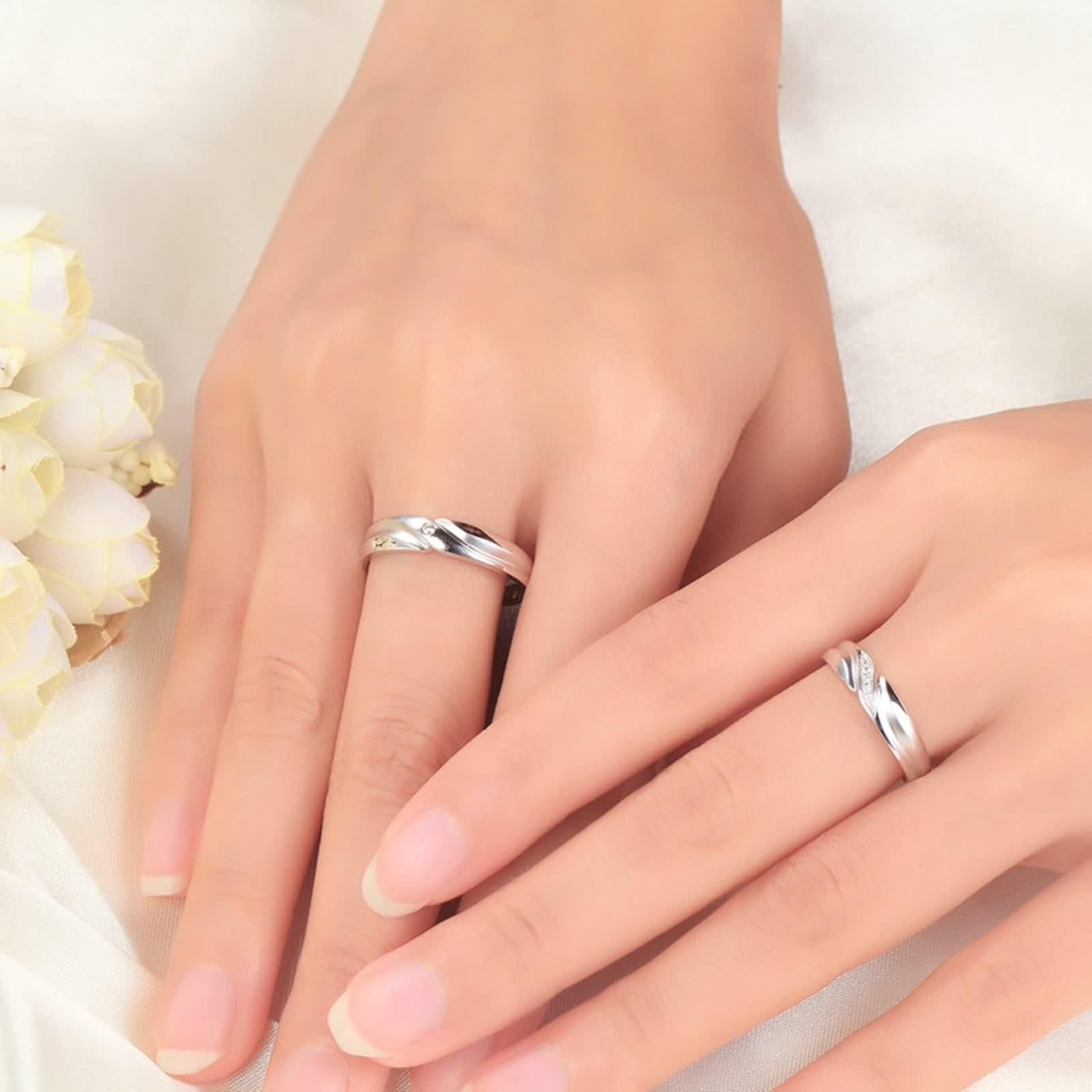 Anillo de Compromiso Diamante, Anillos Mujer Bisuteria Plata Raya Platino/Oro Blanco de 18 K para Unisexo Por Promesa de Boda