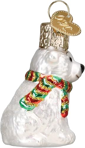 Vista 4 de Old World Christmas Gumdrops - Mini oso polar soplado de cristal para árbol de Navidad