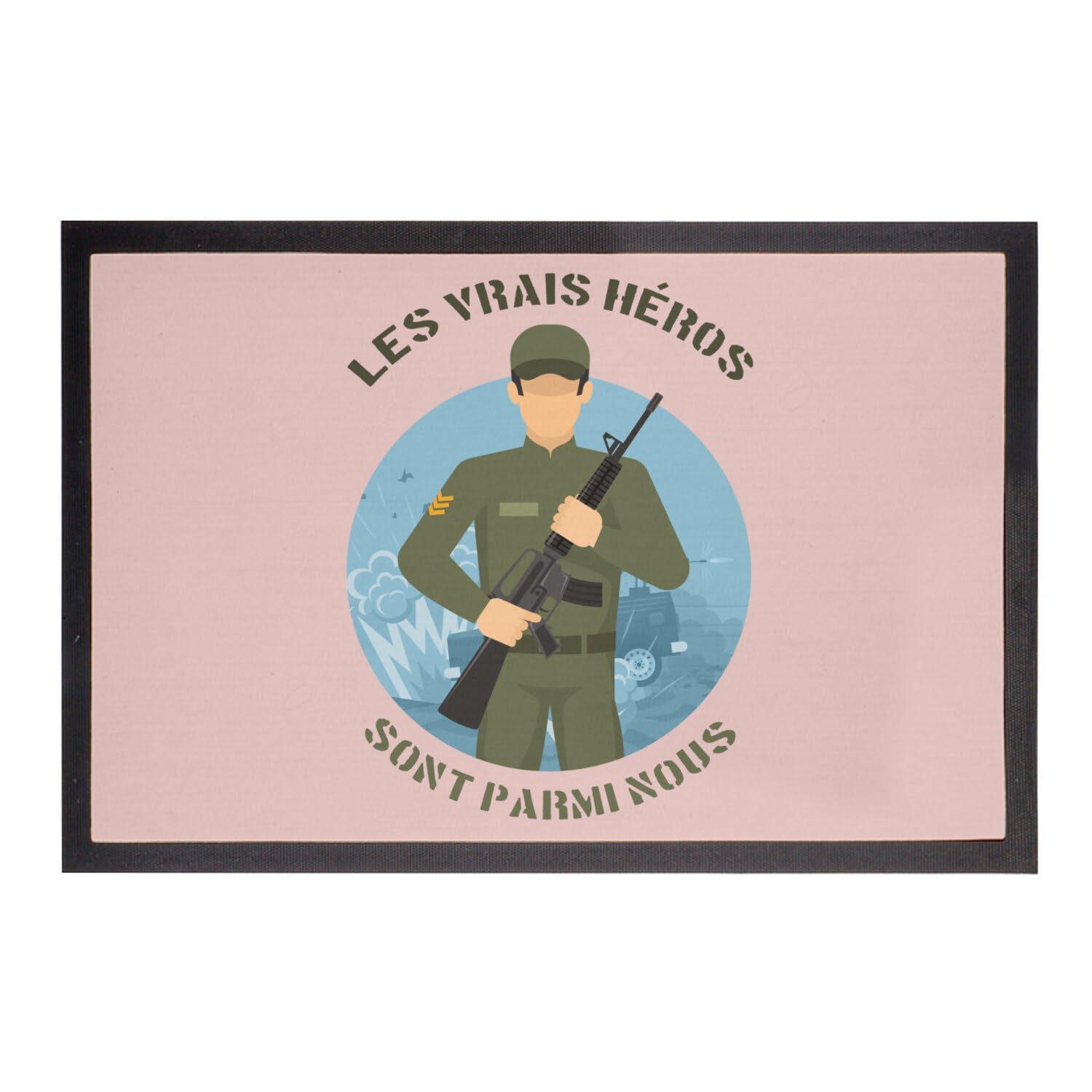Paillasson Rose Militaire Métier grand tapis entrée design 75x50