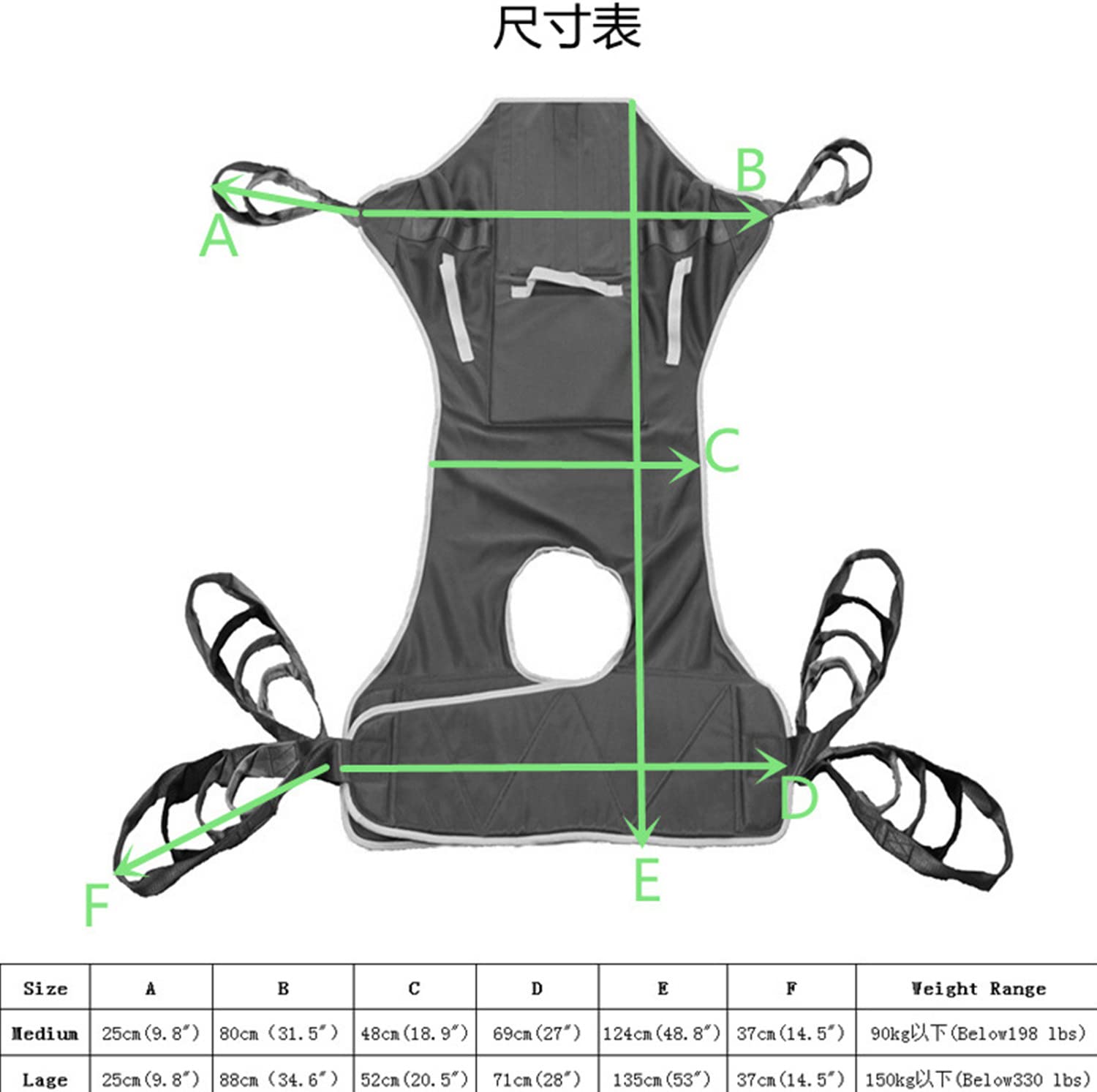 Arnés Elevación Paciente Cuerpo Completo, Grúa Paciente, Cinturón de Transferencia Médica Elevación Caminar Asistido por El Paciente para Ancianos Y Pacientes,L