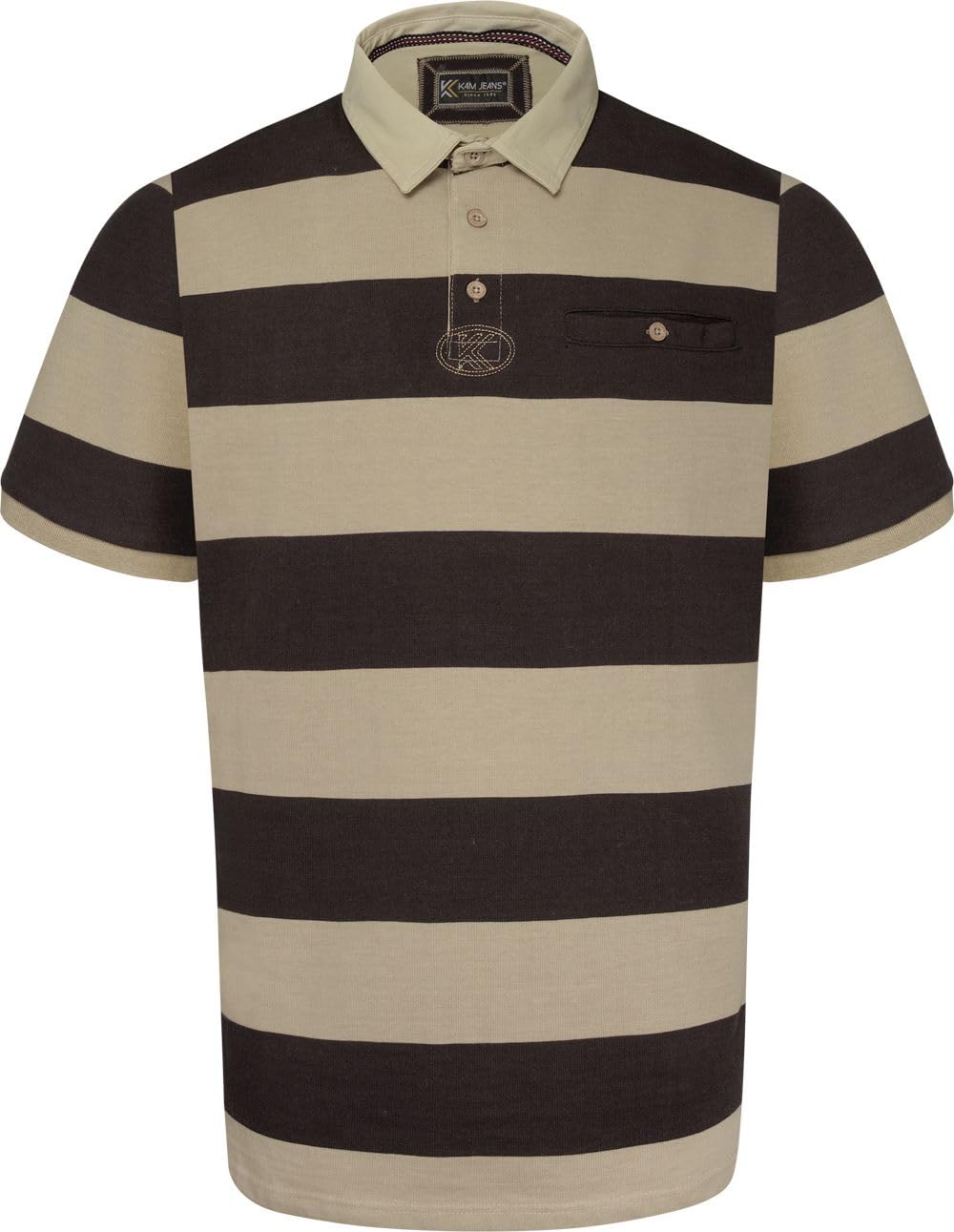 Kam Men's Yellow Jeanswear Short Sleeve Stripe Rugby Polo Shirt - 3XL
