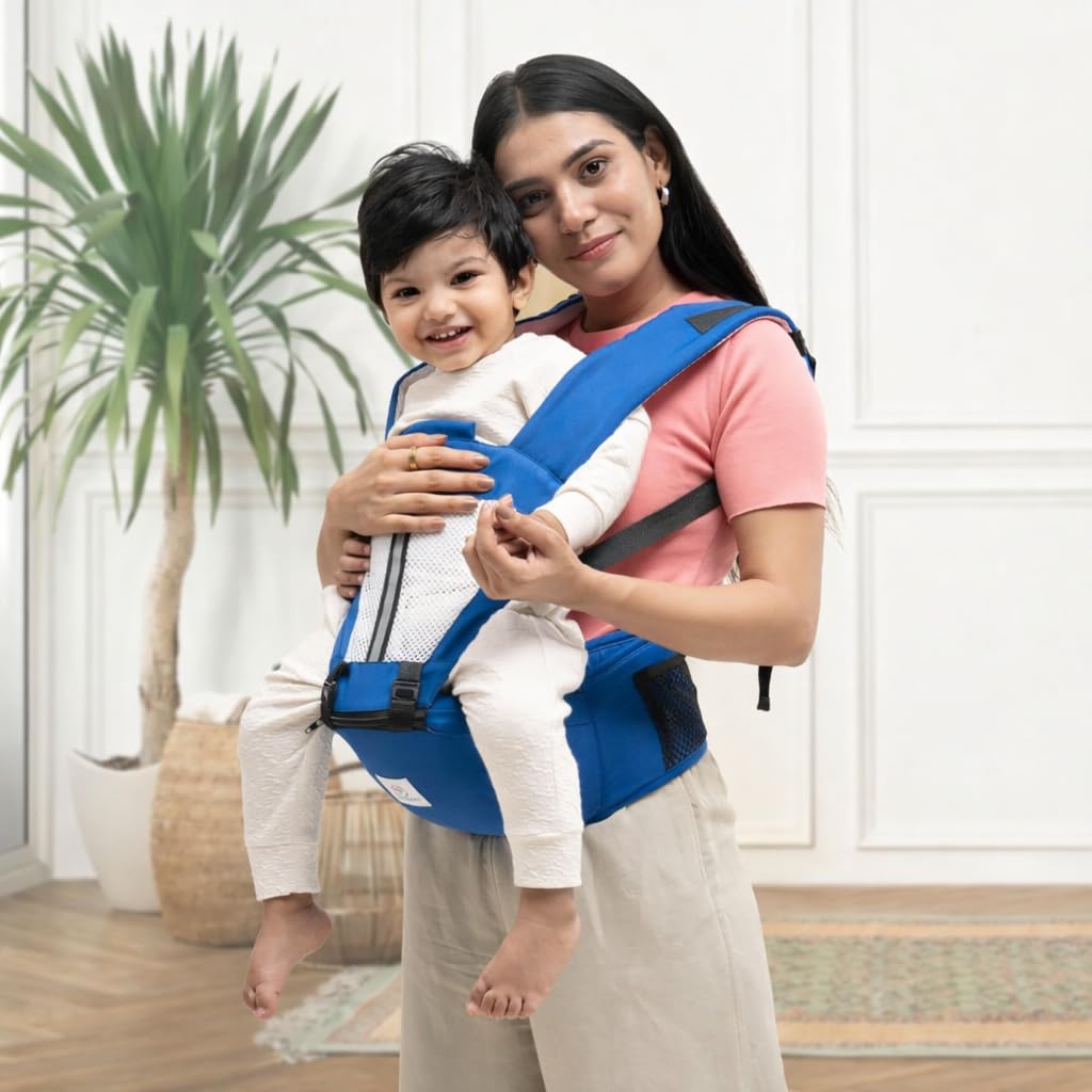 Tinyberg Baby Carrier for 0 to 3 Year Baby, Baby Carrier for Newborn Toddler, TinySnug 4-in-1 Ergonomic Hip Seat, Adjustable Straps, Soft Thigh Padding, Cozy Baby Carry Bag, Up to-15 kg(TwilightBlue)-image-29