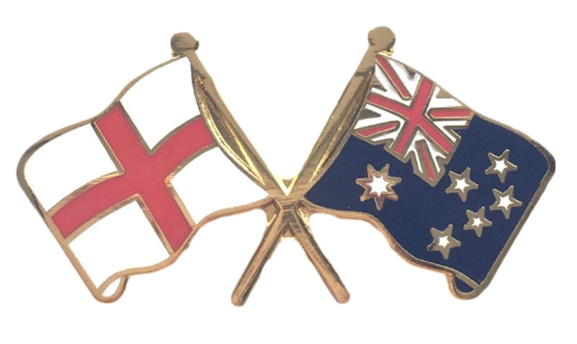 England & Australia Flags Friendship Courtesy Enamel Lapel Pin Badge *New Size*