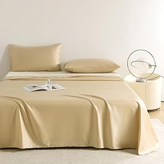 JIANINGHOME Sábana encimera de algodón, 120 x 210 cm, color amarillo claro, sábanas de algodón suave, transpirable, lavable a máquina, sábanas planas de lujo