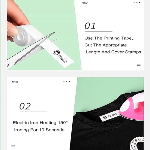 Miniatura 7 de Little Devil - Sello con nombre para niños, sin planchar, para ropa de tela, sello de nombre para ropa, sello de uniforme escolar que no se