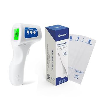 Bundle of Berrcom Non Contact Infrared Forehead Thermometer JXB178 & Berrcom Disposable Digital Thermometers Probe Covers Set of 100