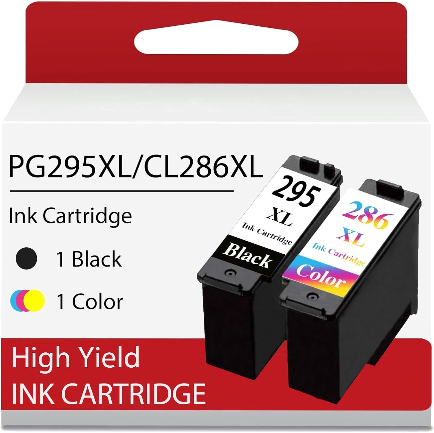 PG-295XL CL-286XL Compatible Ink Cartridge Replacement for Canon 295 286 PG295 XL CL286 XL 295XL 286XL for TS4320 TS6520 TR7120 Inkjet Printer (1 Black, 1 Color)
