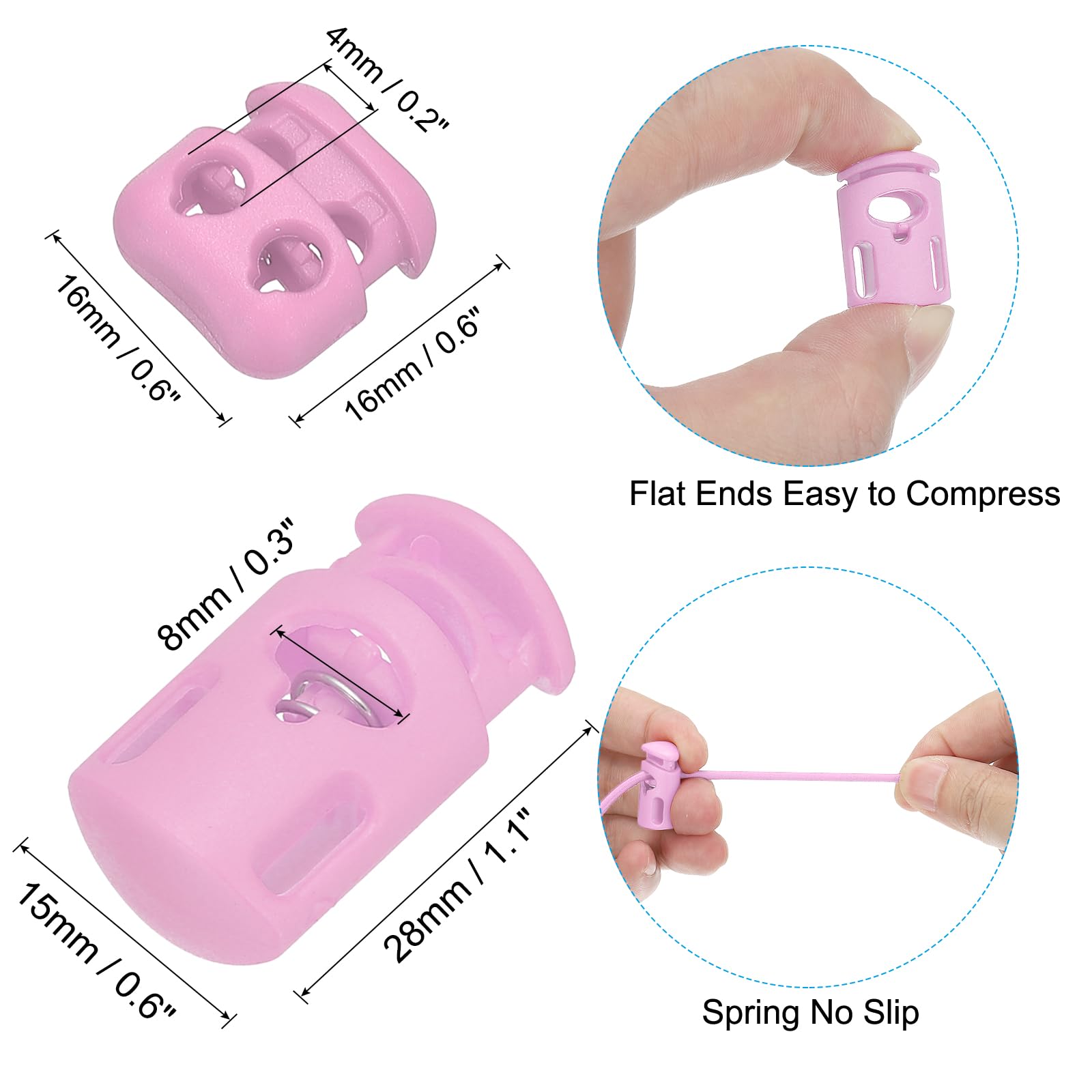 PATIKIL 16 Yard Elastic Bungee Cord & 10pcs Single Hole Cord Lock & 10pcs Double Hole Spring Toggle Stopper for Paracord Drawstring Shoelace Clothing Backpack Bags - Image 3