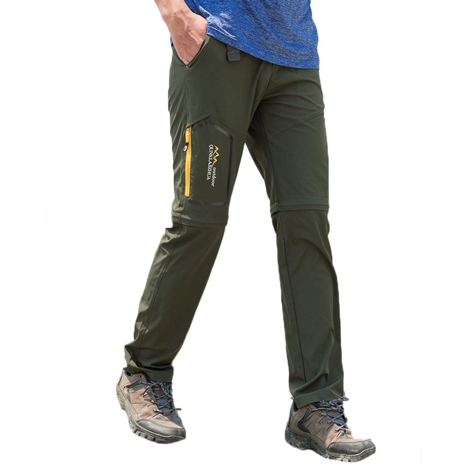 Pantaloni da uomo per attività outdoor, in due parti, smontabili, protezione solare, ad asciugatura rapida, pantaloni funzionali con cintura