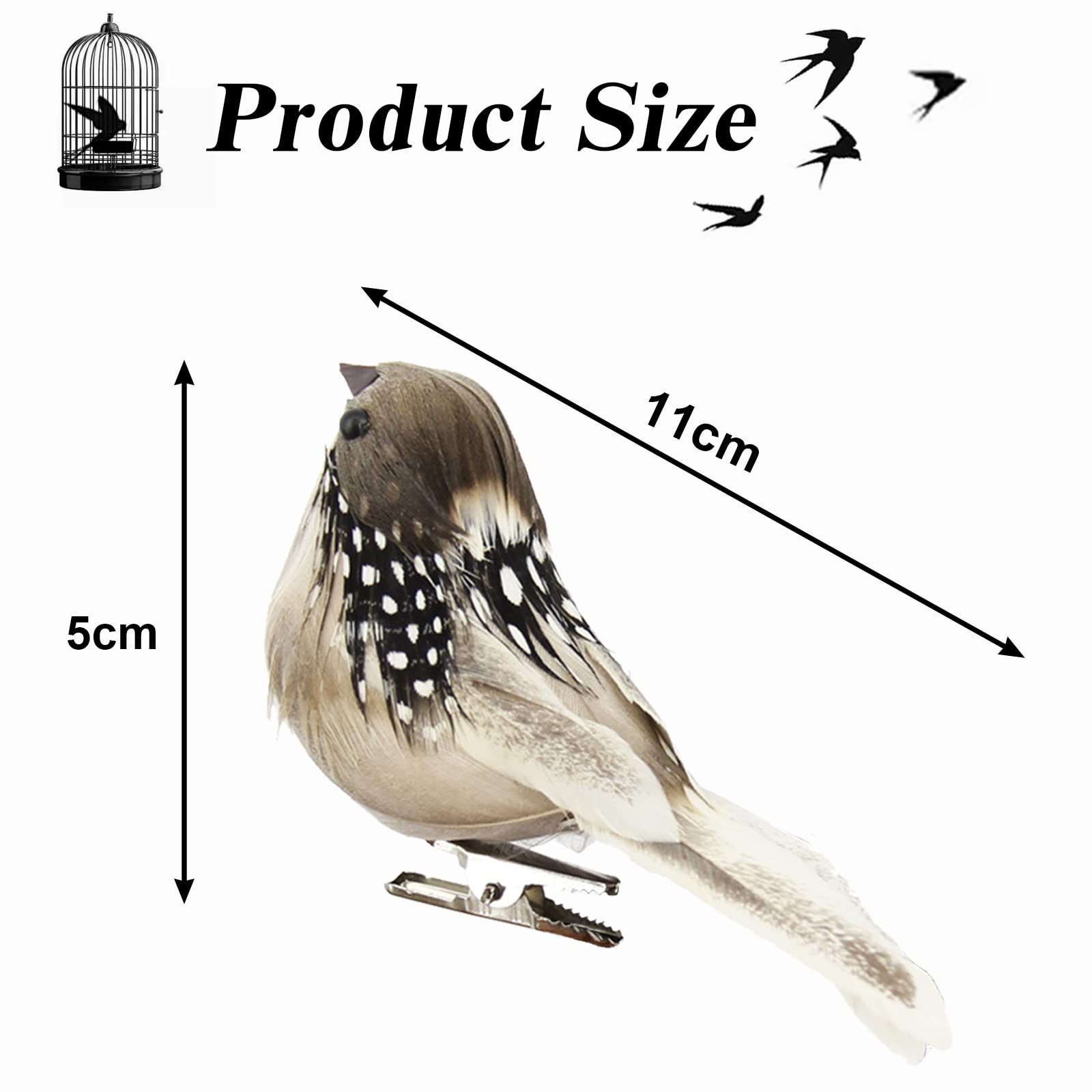4 Pezzi Uccelli Artificiali In Schiuma - Decorazioni Con Clip Per Casa, Giardino E Feste - Foto 6