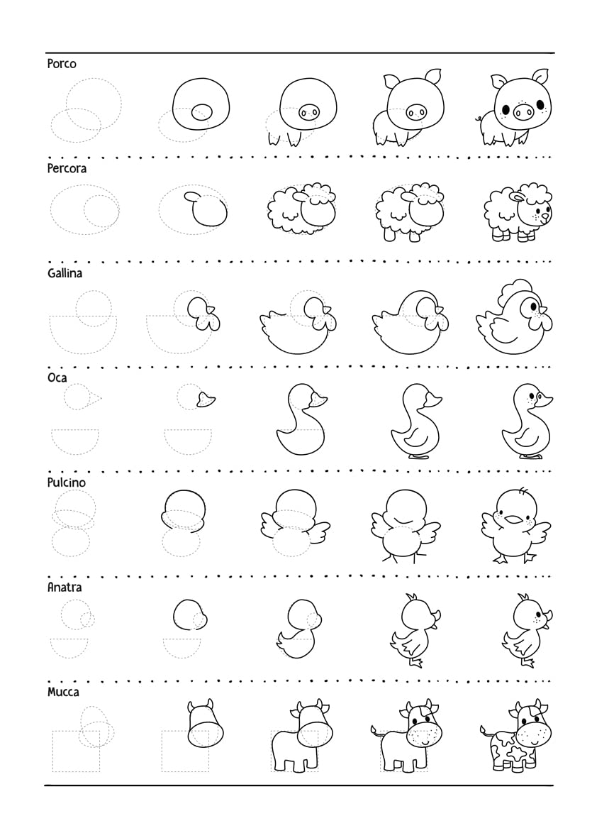 Grande corso di disegno per bambini, giovani e adulti: Imparare a disegnare 1000 cose - Passo dopo passo | Libro da 6 anni