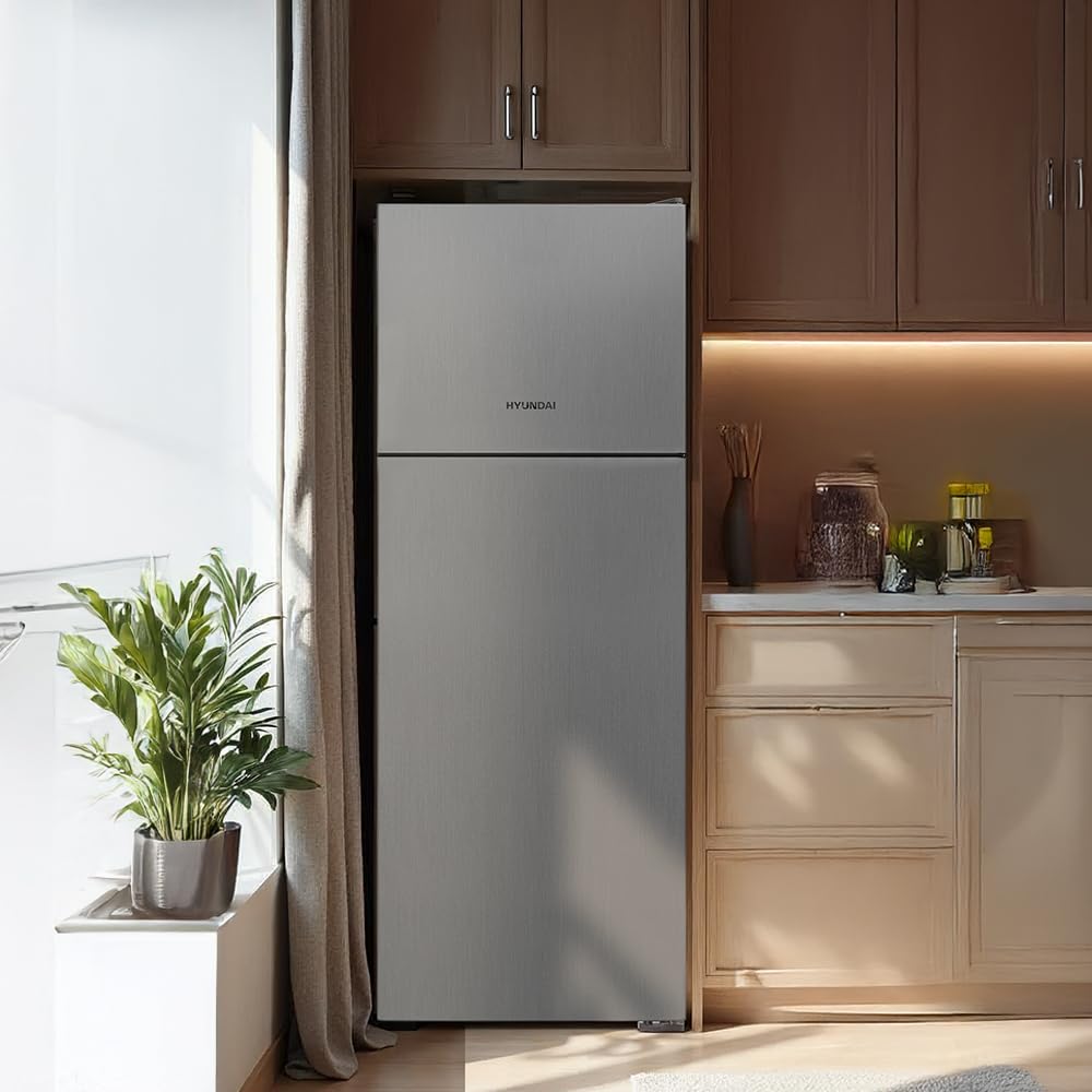 Hyundai Frigorífico Combi 2 Puertas Inox HF183700ENFX. Capacidad 435 Litros, Puerta Reversible, Bajo Nivel Sonoro, Eficiencia Energética Clase E
