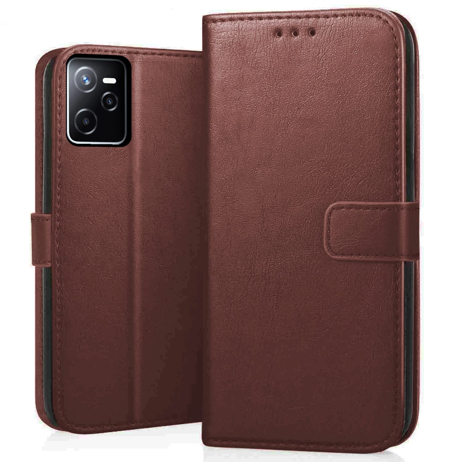 CEDO Realme C35 / Narzo 50A Prime (4G) Flip Cover | Leather Finish | Inside Pockets & Inbuilt Stand | Shockproof Wallet Style Magnetic Closure Back Case Flipcover (Brown) (B0B5N3T8WJ) Amazon Price History, Amazon Price Tracker