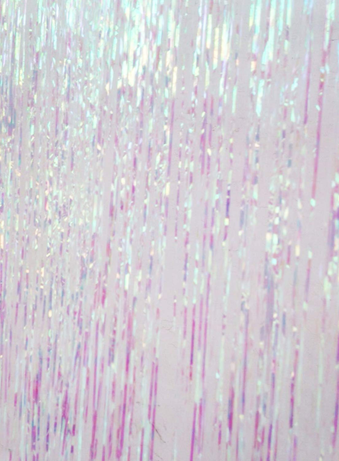 Lauren 2 Pack 3' x 9' Metallic Foil Fringe Door Window Curtain Party Birthday Prom Event Decoration Supplies (Transparent Iridescent)