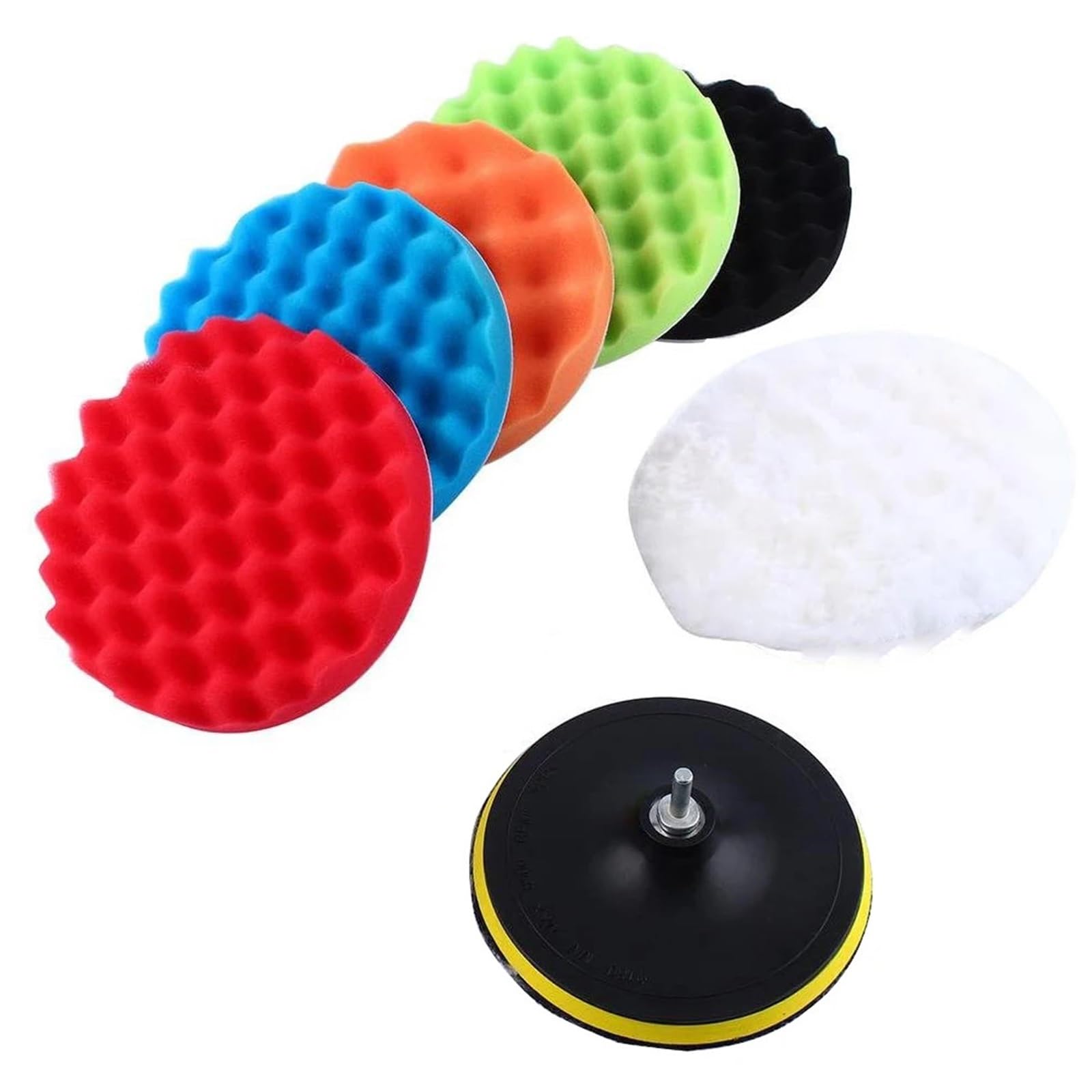 Disco de pulido for coche de 3/7/5 pulgadas, 8 piezas/juego, esponja de cera for pulir autoadhesiva, almohadilla de lana for pulir ruedas, 1 juego(7inch)