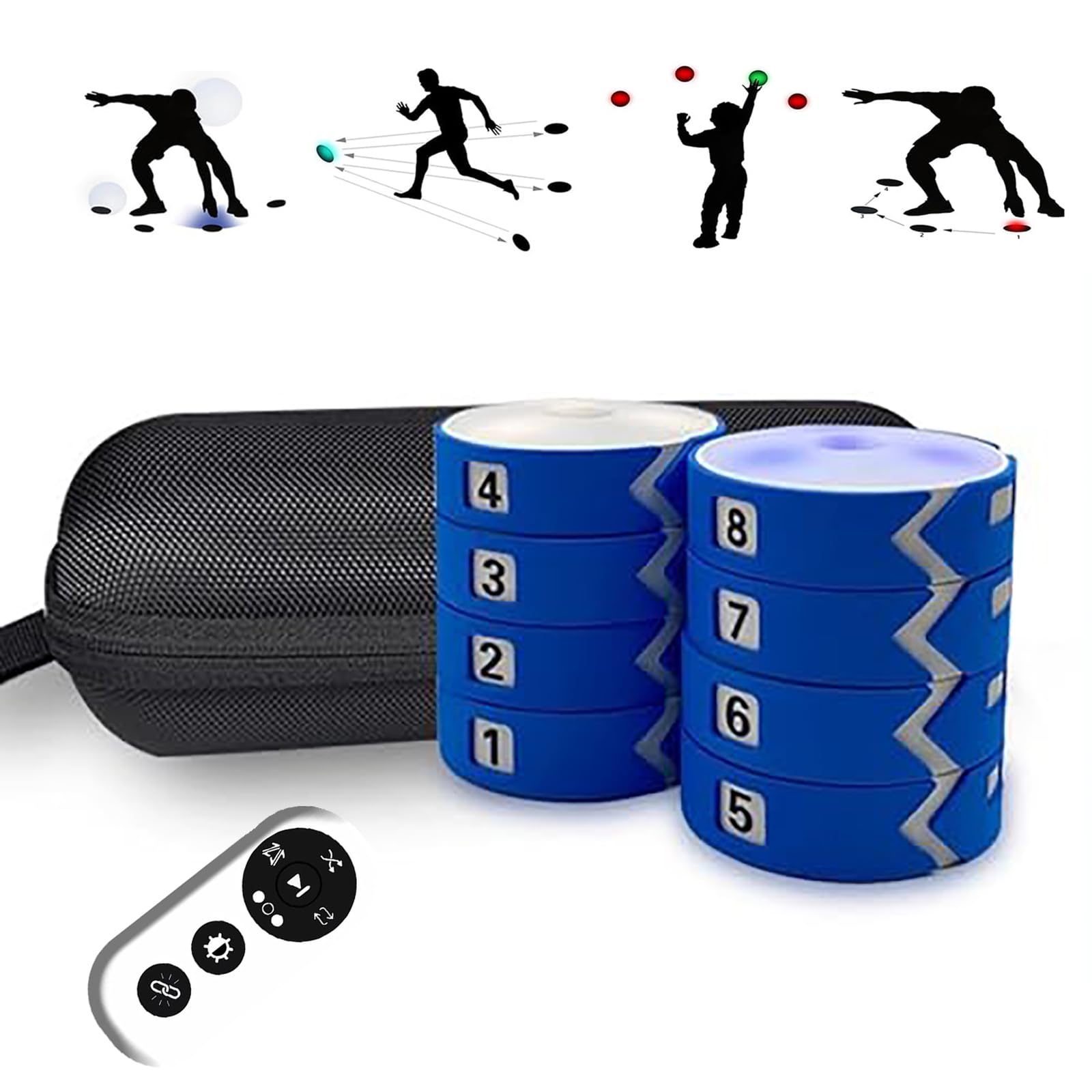 3/4/6/8/10 Reaction Training Light, Agility Training Lights, Sports Fitness Lights, 4 Modes + Remote Control, Hand Eye Coordination Training Agility Light Pods for Improve Speed,8 Lights,Blue