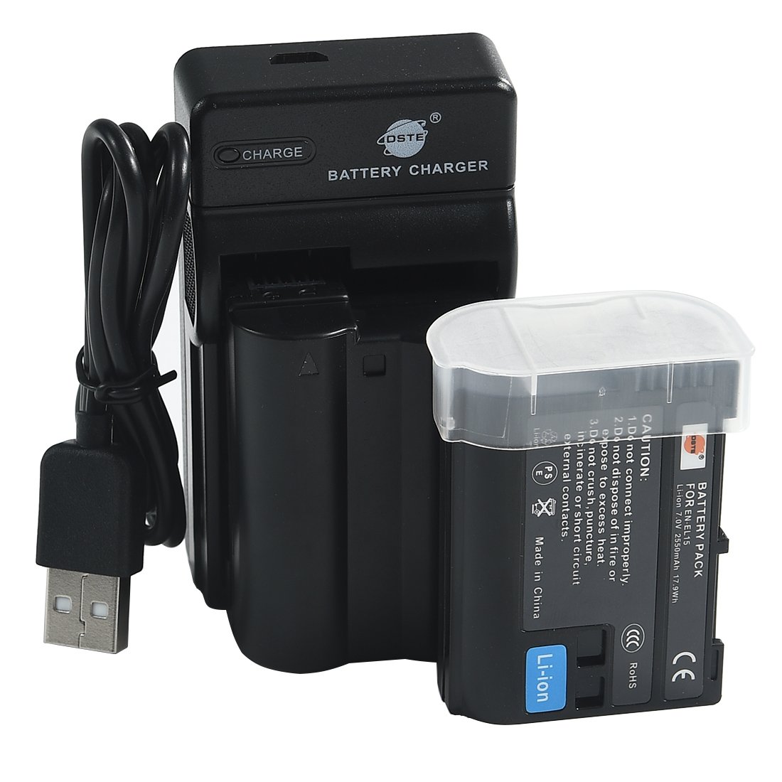 DSTE MB-D11 Apretón Batería + 2X EN-EL15 Batería + USB Cargador Compatible con Nikon D7000