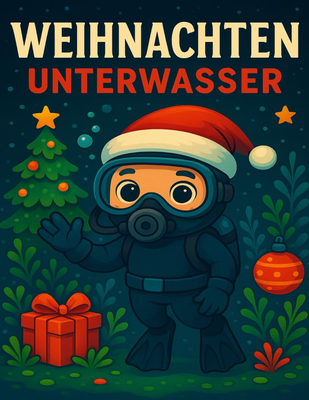 Weihnachten unter Wasser – Ausmalspaß für Kinder: Mit süßen Meerestieren, Weihnachtsbäumen und Tauchern - Perfekt für Kinder von 3–9 Jahren