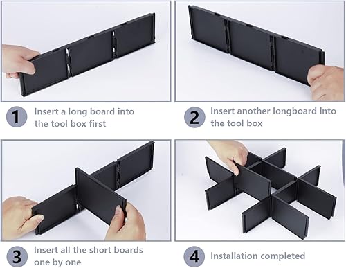 Miniatura 4 de YETTAT 48-22-8473 Divisores de paquetes para Milwaukee Packout Caja de herramientas divisores de 3 cajones (negro, 3 unidades)