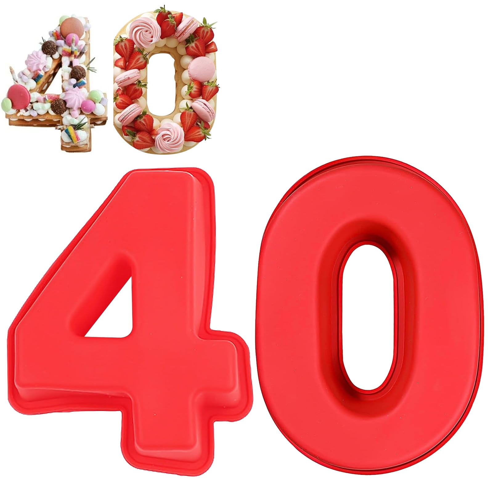 Guittly Number 40 Cake Tins Moulds, 3D Large Number Cake Mould, Bake Trays for Baking Birthday Anniversary, Non-Stick Food-Grade Silicone Oven and Dishwasher Safe (40)
