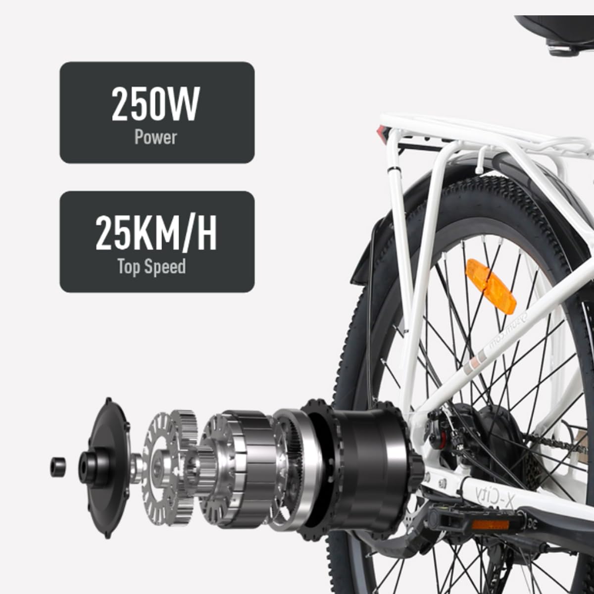 cysum X-City Bici Elettrica per adulti, 26'' city bicicletta elettrica donna uomo, batteria al litio 48 V 10,4 Ah, motore 250 W, 25 km/h, urbano commuting