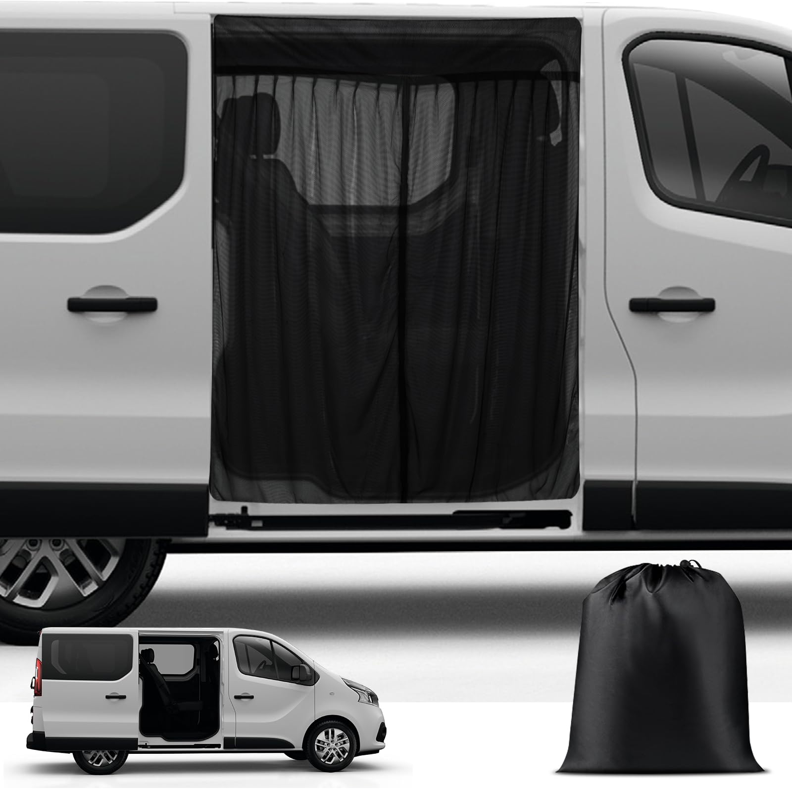 ZWPARTS Mosquitera Magnética para Autocaravanas, Mosquitera para Furgoneta para Puerta Trasera, Personalizada para Viano, Vito, Renault Trafic, Mosquitera con Cremallera en Puerta Central