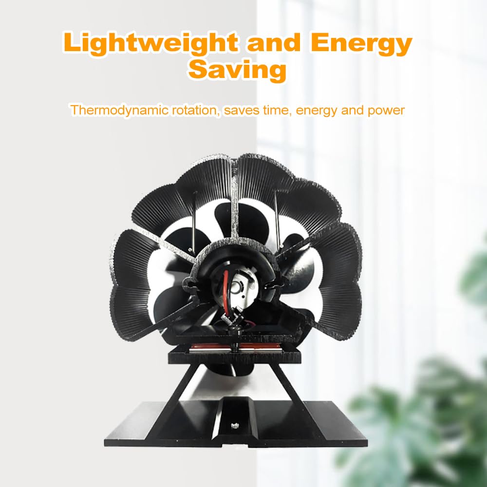 Ventilatore per Stufa a Legna 6 Pale Alimentato a Calore, Ventilatore per Camino Non Elettrico per Stufa a Legna, Bruciatore a Legna, Bruciatore a Gas, Uso Interno Esterno,