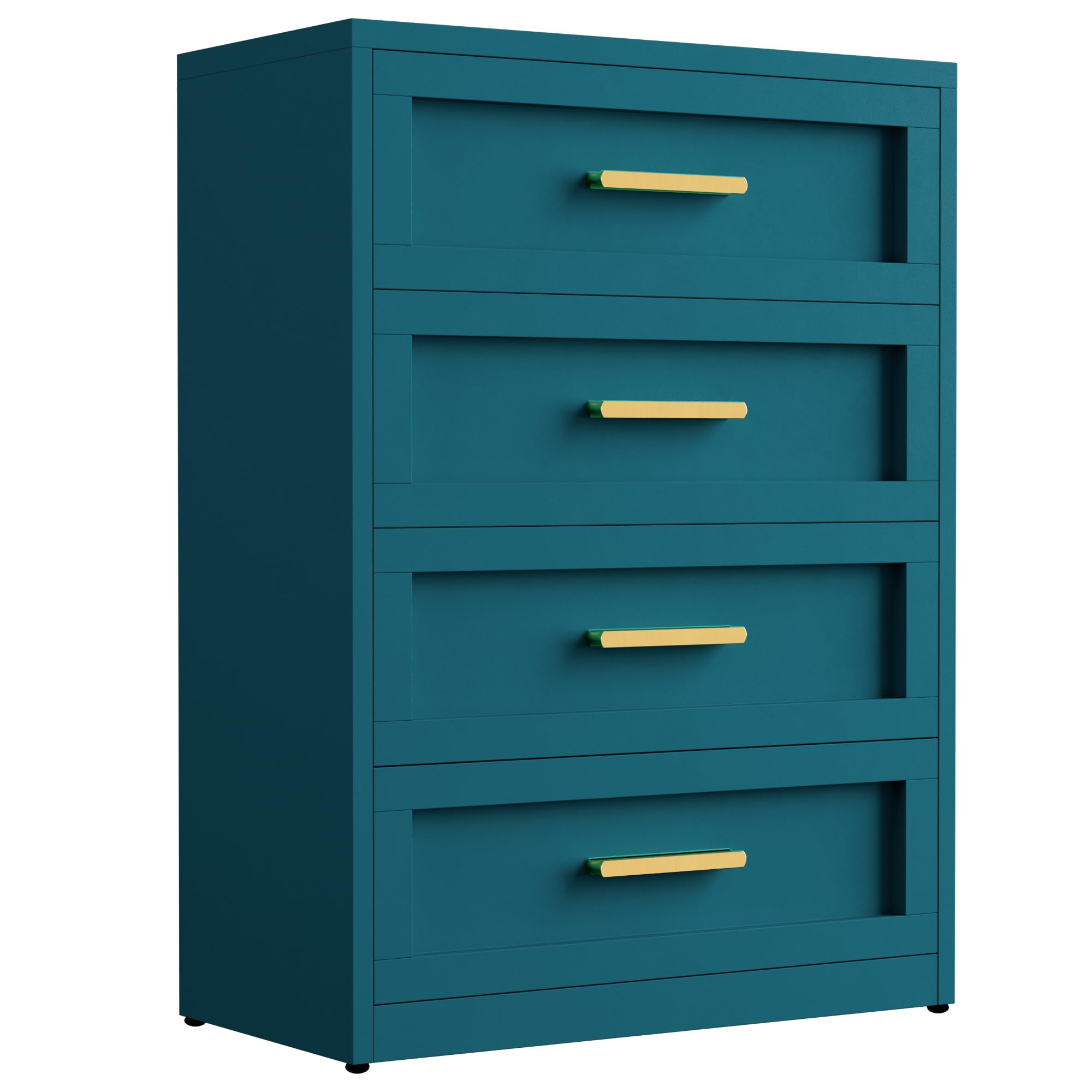 4-Drawer Metal Dresser for Bedroom, Blue Drawers Chest for Closet Storage, 39.2" Tall Chest of Drawers Clothes Storage Organizer, Tall Nightstand with