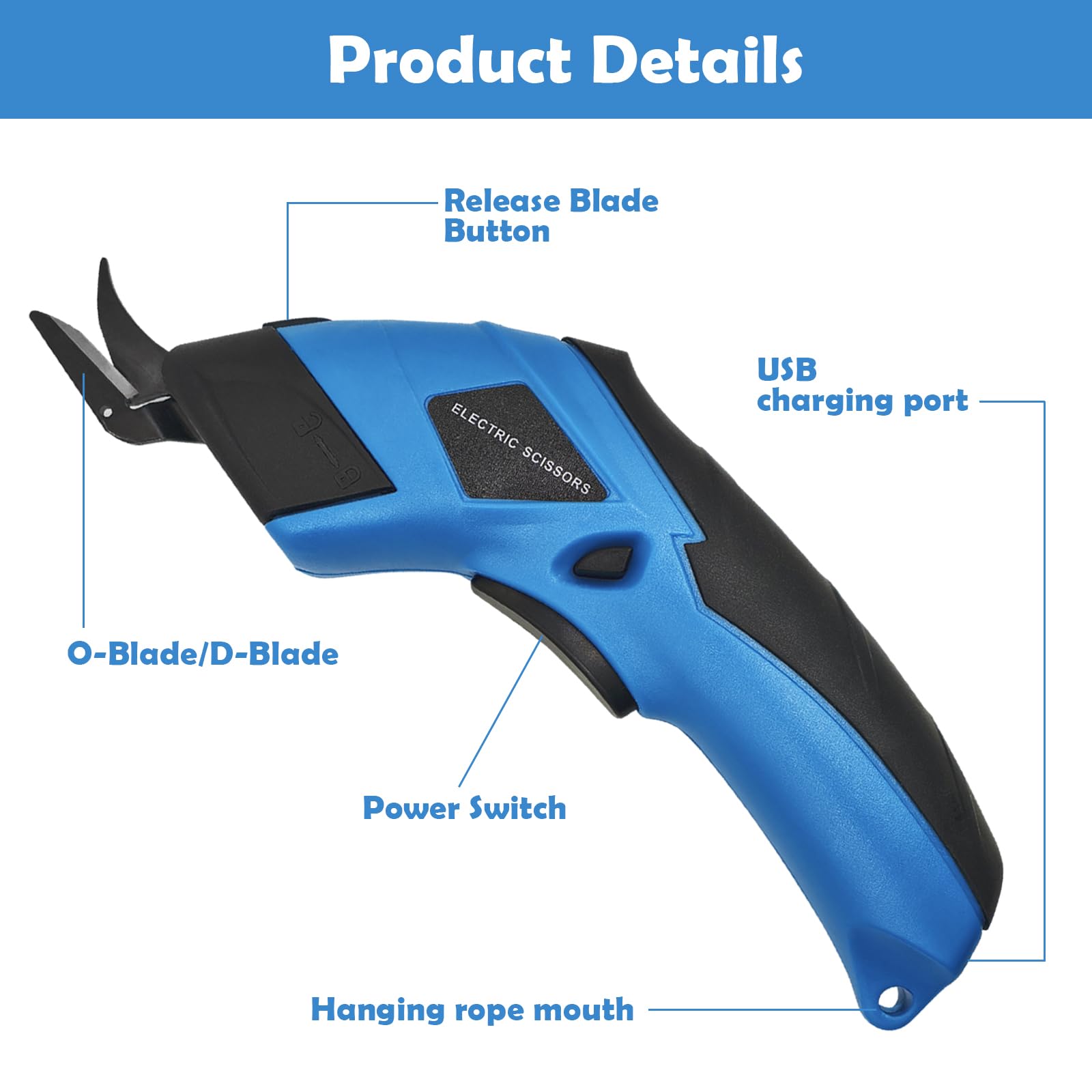 Kadnfrayfr Cordless Electric Scissors 2 Blades?Fabric Cutter for Cutting Fabric, Cardboard,Plastic?Ultimate Cutting Tool for Home?Craft