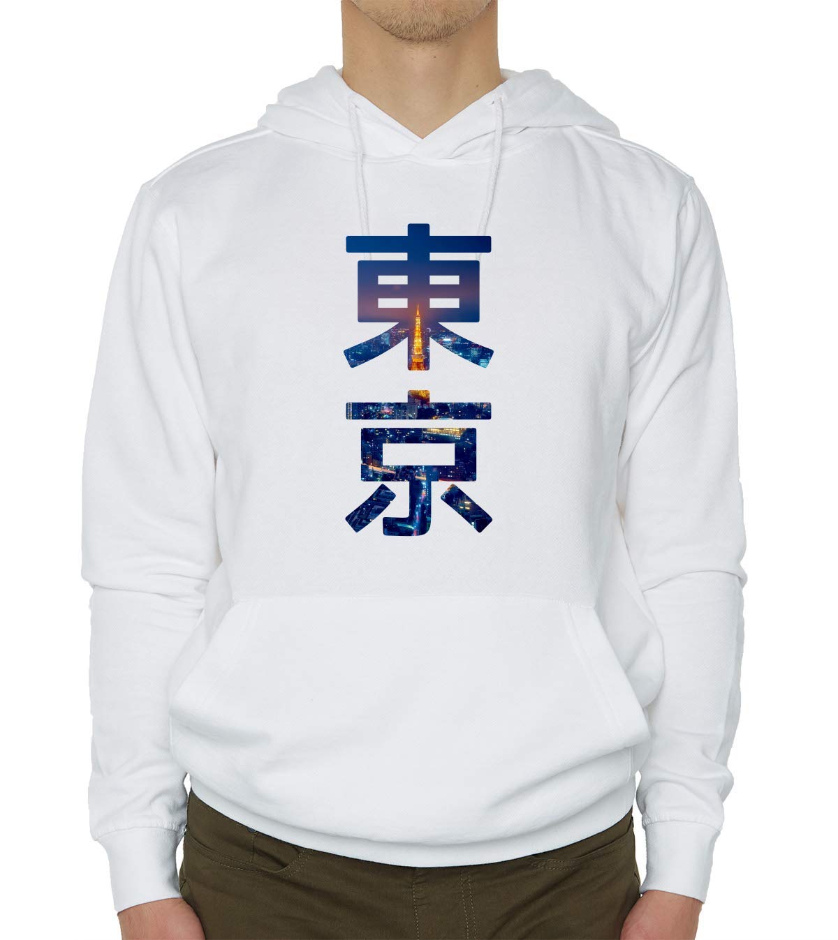 Tokyo Night Kanji Graphic Pull à capuche unisexe - Blanc - Large