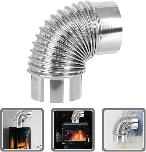 Miniatura 8 de ARTIBETTER Tubo de estufa de leña, estufa de calefacción de 2.8 in, codo de chimenea de escape, accesorios para estufa de campamento, mangueras de