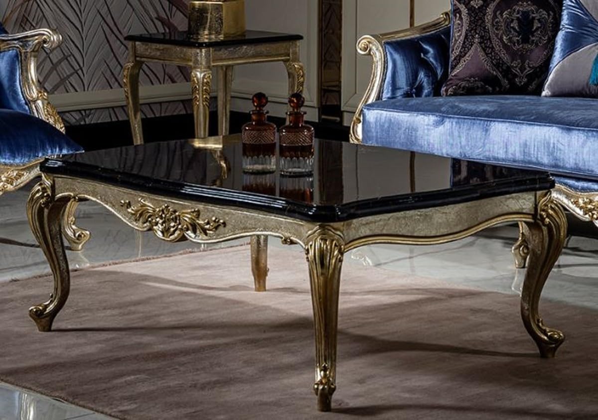 Casa Padrino table basse baroque de luxe or / argent - Table de salon