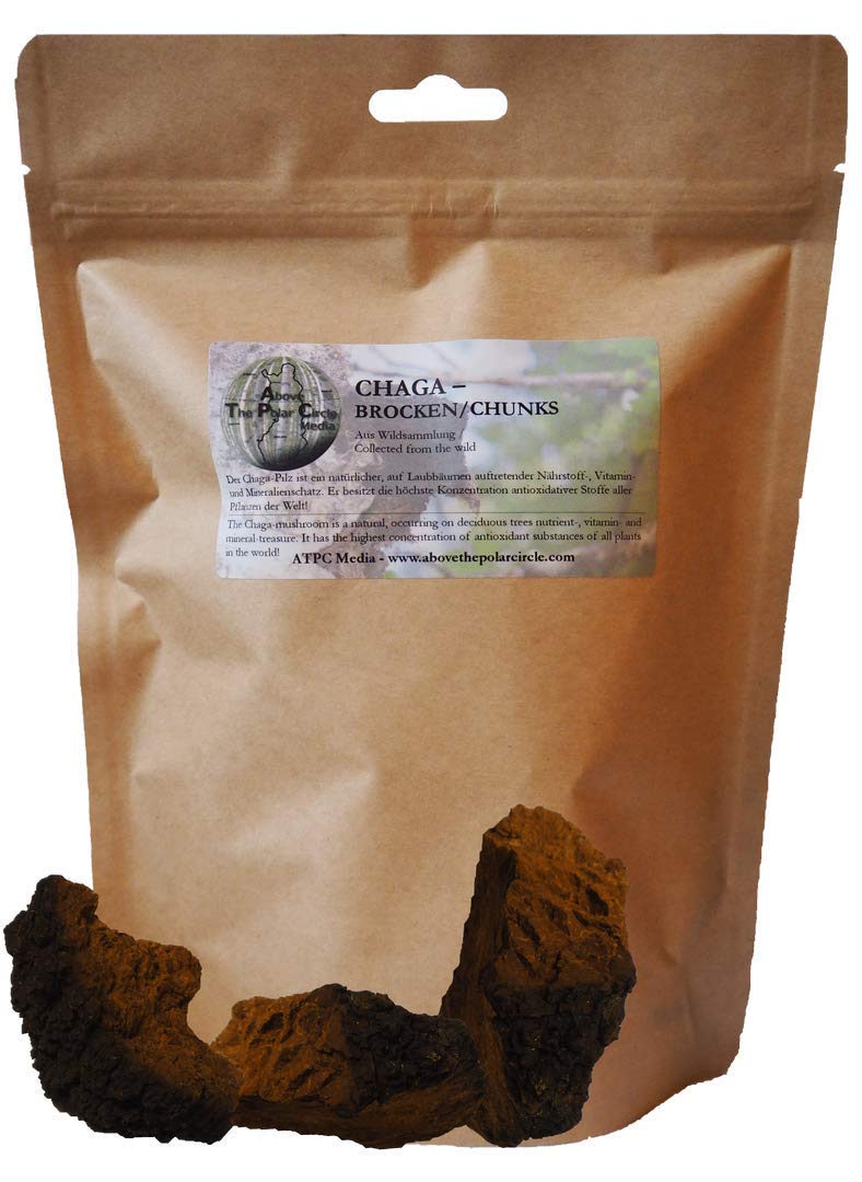 ATPC Media - Chaga Brocken aus Lappland - Finnische Wildsammlung 200 Gramm, ideal für Chaga Pilz Tee und Chaga Pilz Kaffee, aus den sauberen und weiten Wäldern Lapplands