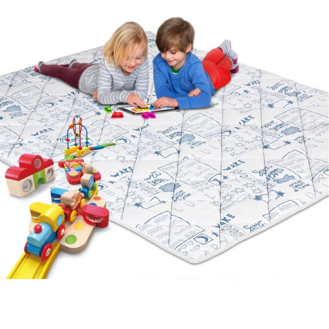 EVERGREENWEB Weiche Baby Spielmatte, Teppich Für Kinder Zum Spielen 160x200 cm Polyurethanschaum Polsterung, Hypoallergen, Faltbar | HELLBLAU
