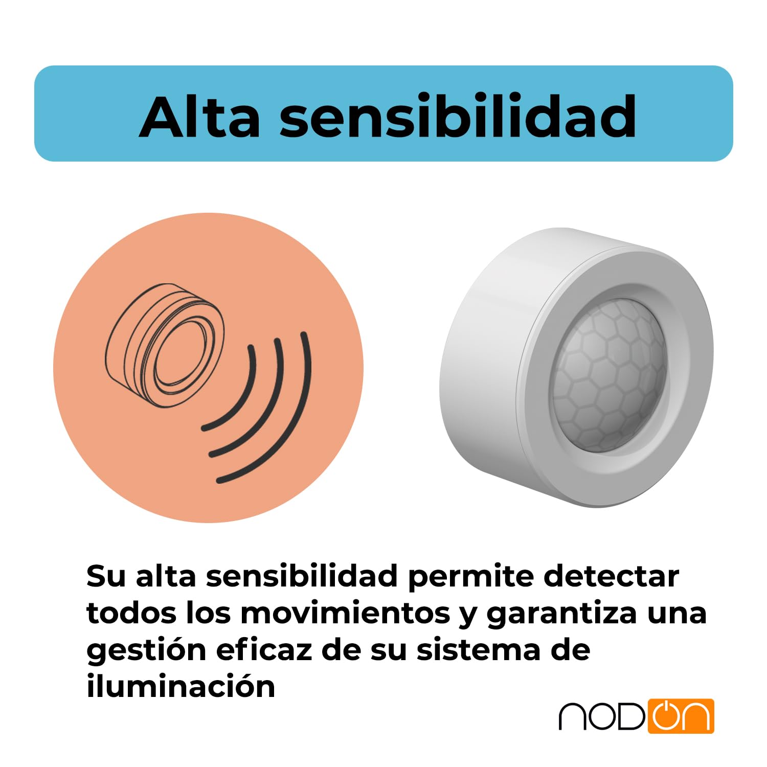NodOn - EnOcean - Sensor de Movimiento inalámbrico, múltiples Opciones de Montaje, Alta sensibilidad, Pila de Muy Larga duración, fácil de Instalar, Compatible con Jeedom, eedomus y MyUbiwizz