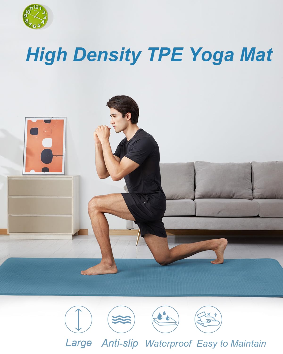 RYTMAT Opvouwbare Yoga Mat 195×90cm TPE 10mm Dik Antislip Gym