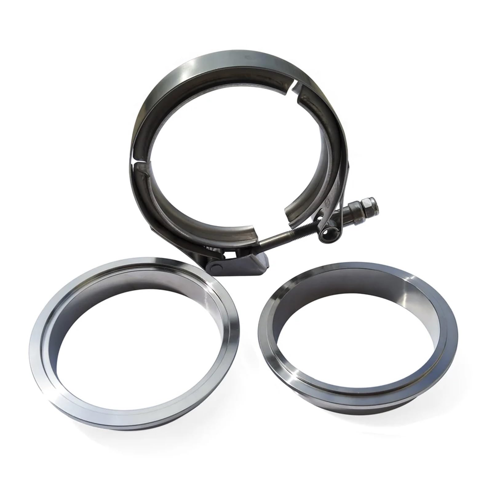 Auspuffschelle,Auspuff Schelle 1,5-6,0 Zoll Schnellspanner-V-Bandklemme aus Edelstahl 304 mit männlich-weiblichem Flansch-Auspuffrohrklemmen-Kit(6.0inch)