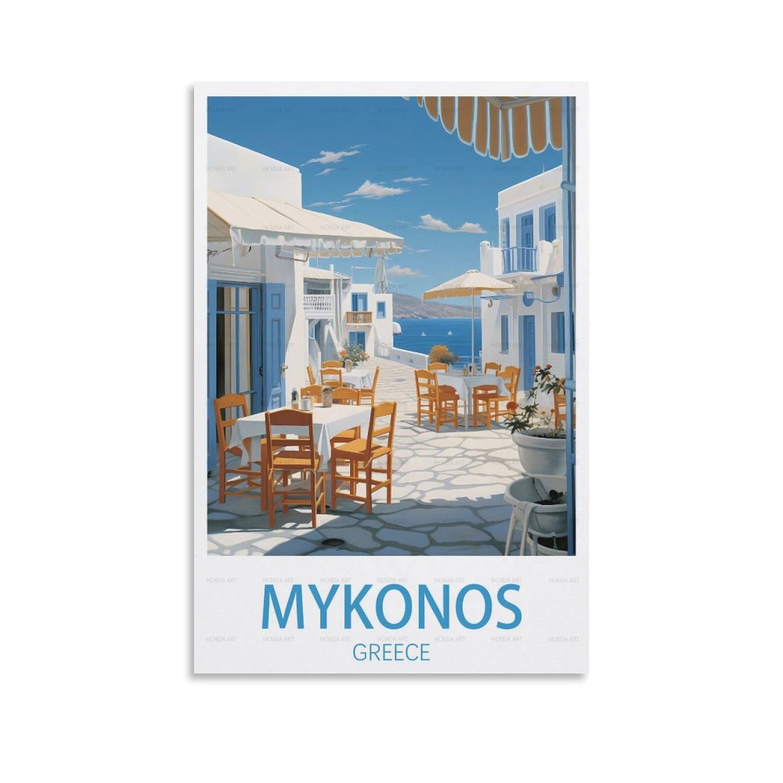 Mykonos Greece Vintage Travel Poster 20x30inch(50x75cm) Canvas Wall Art Posters for Living Room Decor Paintings for Home Decor