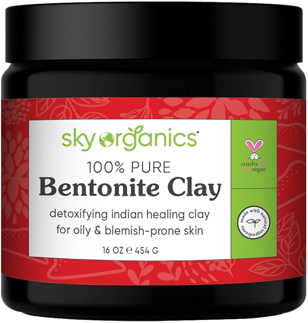 Sky Organics Indian Healing Clay 16 Ounces 100% Pure & Natural Bentonite Clay Therapeutic Grade